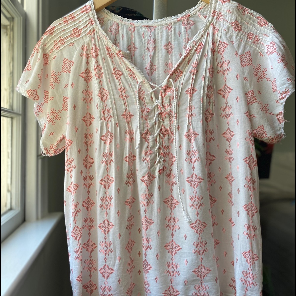 Printed Peasant Top
